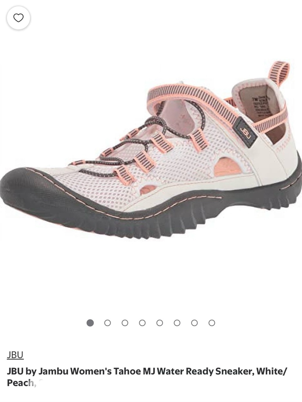 JBU Women's Tahoe MJ Water-Ready Sneaker — White and Peach Accent